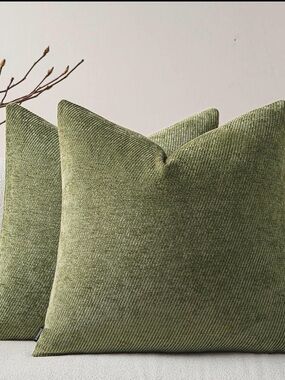 A Moment Chenille Throw Pillow Covers Set of 2 Sage Green Textured Decor